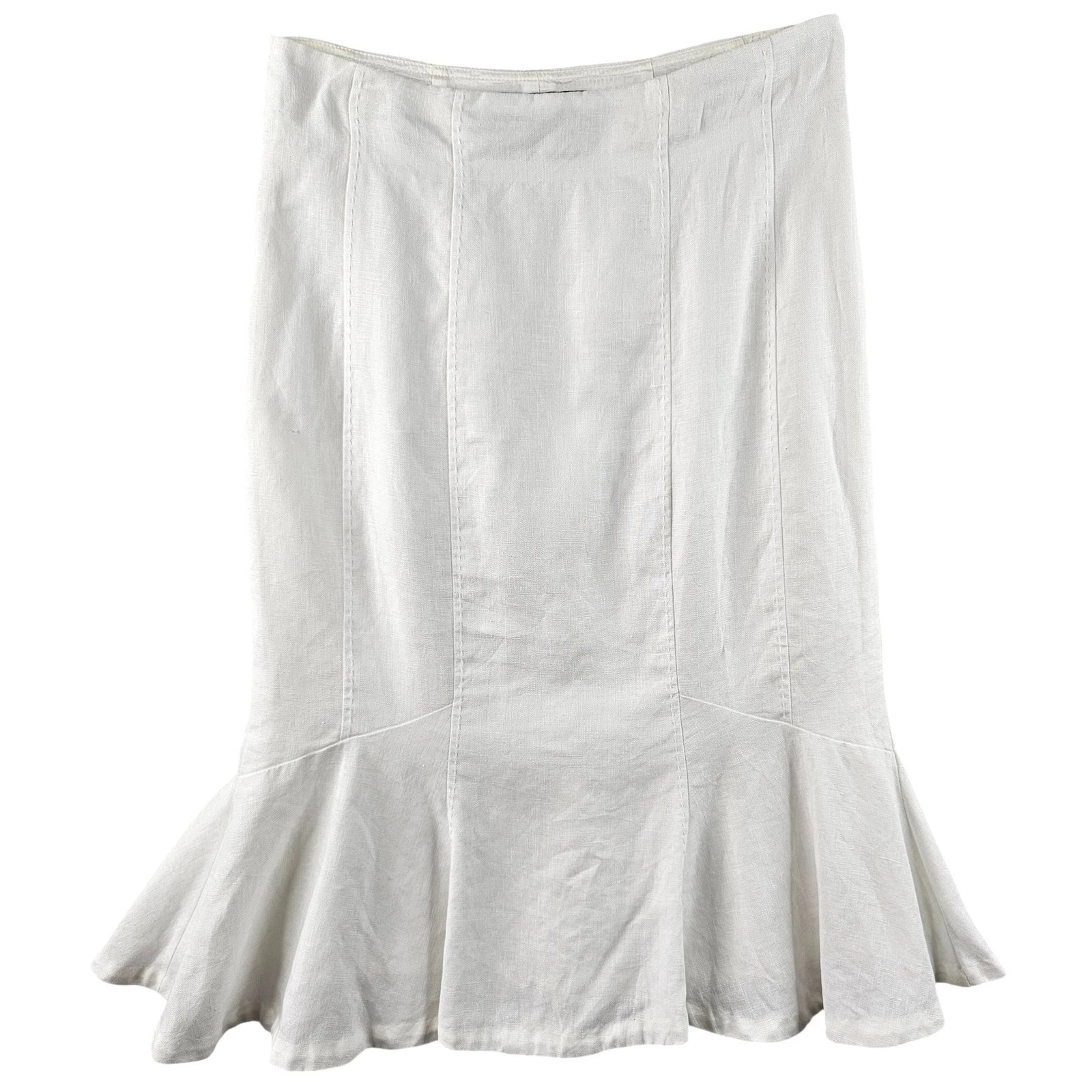 Coast Linen Skirt White Flare Mid Length Size 8