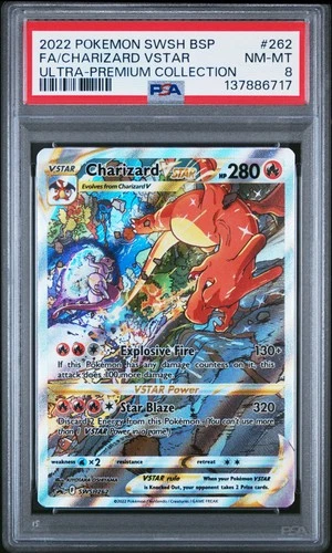 2022 POKEMON SWSH BLACK STAR PROMO #262 FULL ART/CHARIZARD VSTAR PSA 8