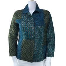 Chicos Womens Size 1 US 8 M Textured Tweed Jacket Acrylic Button Front USA MADE