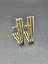 Pair of Mexican Sterling Silver and Brass Earrings