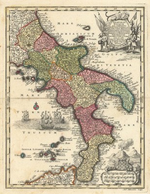 Neapolis Regnum  The Kingdom of Naples. Southern Italy by Seutter c1744 map