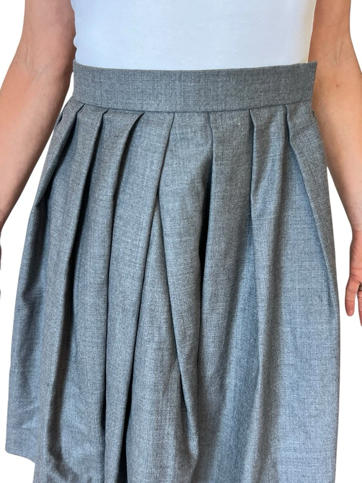 FALDA VINTAGE BILL BLASS MUJER 2 GRIS PLISADA LANA CINTURA ALTA ACAMPANADA MINI Foto 4 de 4
