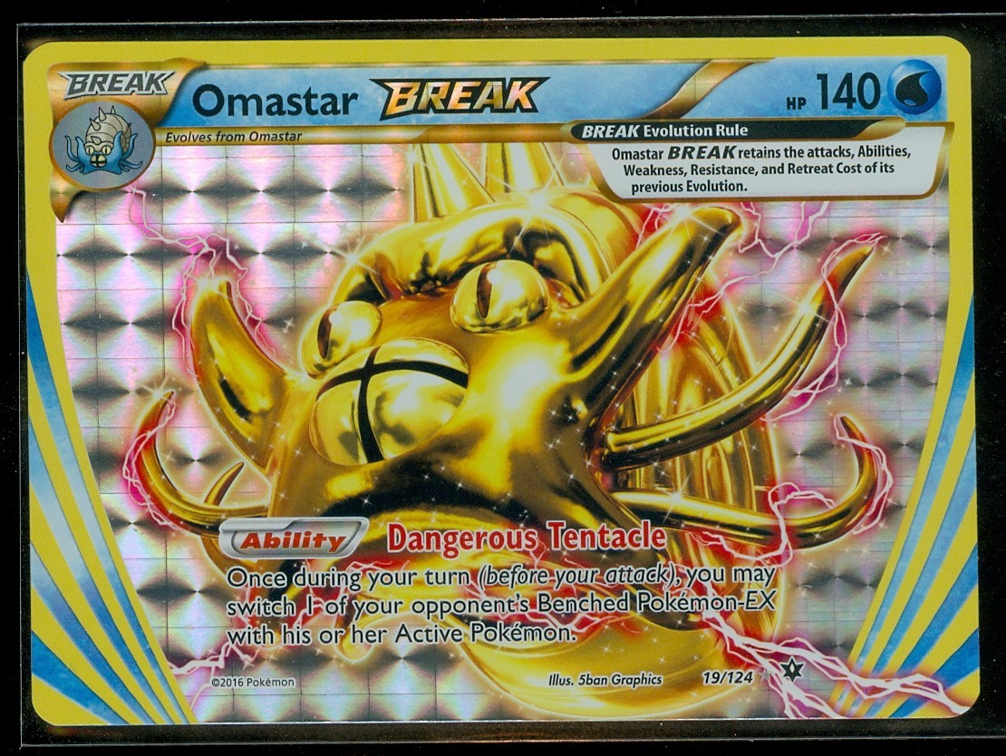 Pokemon OMASTAR BREAK 19/124 - XY Fates Collide - RARE HOLO - NEAR MINT/MINT