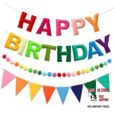 Pre-Strung Happy Birthday Banner Felt Garland Set - Birthday Colorful