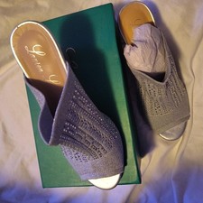 Lauren Lorraine Silver Martha Wedge Stretch Women Size 10 Wedding Dance NEW