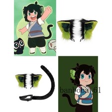 The Legend of Luo Xiaohei 2 Plush Cat Ears Tail Set Headwear Cosplay Props Gift