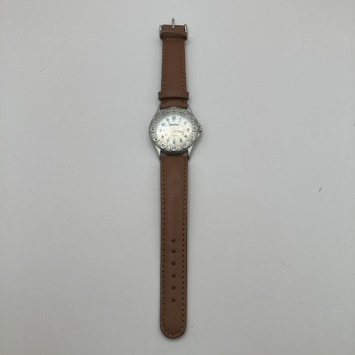 Yachting Unisex Silver Luminous Military Dial Analog Quartz Watch - Leather Band - Picture 3 of 4