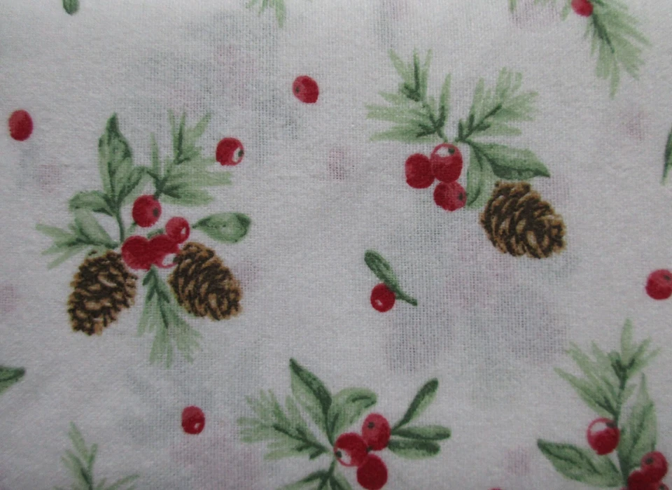 Lençóis Queen de Flanela LAURA ASHLEY 4 Peças Natal-Pinecone Toss-Evergreens Berries - Imagem 3 de 4