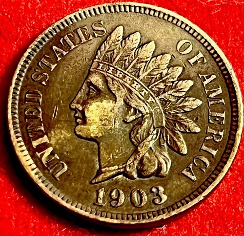 1903 Indian Head Cent XF/AU Details Minor Bend Beautiful Strike JC681