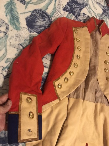Vintage 1940 Stage Theater Prop Wool Red Coat With Tails Brass Buttons Small - Picture 4 of 9