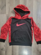 Nike Youth Boys Dri-Fit Therma Hoodie Black Red Size M 6 Pullover