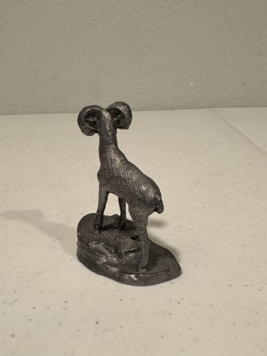 Vintage Zinn Widder Widder Figur 3,5" Skulptur Punze massive Bergziege schön - Bild 5 von 12