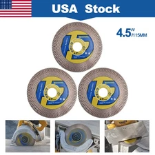 HIGHDRIL Diamond Cutting Grinding Disc 4.5" Porcelain Marble TIle Saw Blade 3pcs