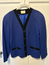 Pendleton Blue Black Wool Vintage Classic Women s Blazer Jacket Size 14 L Large