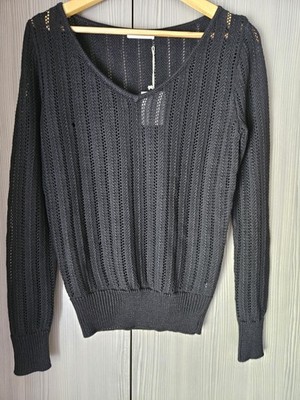 majestic filatures Deluxe Trikot Metall schwarzer Pullover, Large, neu mit Etikett