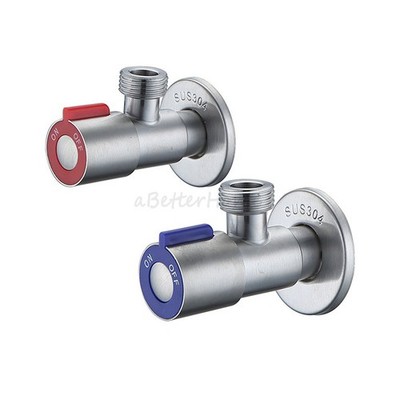 2 Piece Kitchen Toilet Hot Cold Water Valve Stainless Steel Angle Stop Valve 1/2