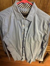 Johnston & Murphy Men's Light Blue Cotton Woven Long Sleeve Button-Up Shirt