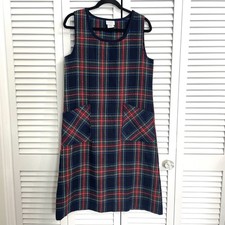 Vtg Blair Boutique Tartan Plaid Sleeveless Midi Dress Jumper Wool Blend USA Sz 8