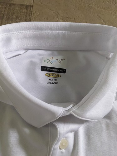 Greg Norman Play Dry Men's White With Front Chest Logo Golf Polo XL - Picture 9 of 10