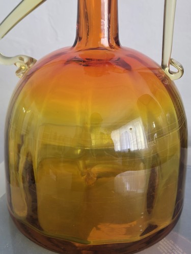 Vintage Blenko Lady Head Decanter by Joel Philip Myers #6525 In Amberina 1965-6 - Picture 4 of 14