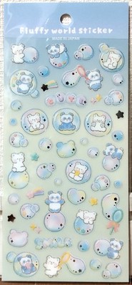 GAIA Fluffy World Soap Bubble Sticker Cute Animal Panda Bear Kids MADE IN JAPAN