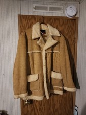 Vintage Wiman Rancher Jacket Vinyl Sherpa Lined men's size L MADE IN USA