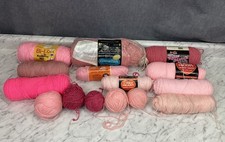 Large Lot Assorted Pink Rose Yarn Bi-Loft Red Heart Coats  Clark Kolor Match