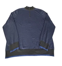 Saks Fifth Avenue Men's Sweater Blue XL Silk Cotton Cashmere Blend  1/4 Zip