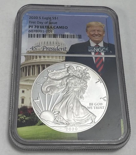 2020-S PF-70 ULTRA CAMEO 1st Day Issue Donald Trump 45th PRESIDENT Eagle