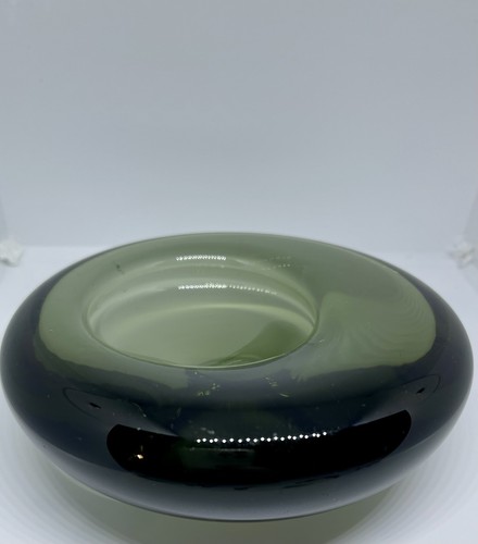 Vintage Signed Holmegaard Gray Green Art Glass Asymmetrical Bowl Dish 15232 - Picture 4 of 24