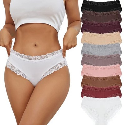 FINETOO Women's Bikini Underwear 10 Pack Soft Cheeky Lace Waist Size XL New