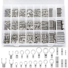 600pcs Non Insulated Ring Terminal Kit, Fork Butt Connectors