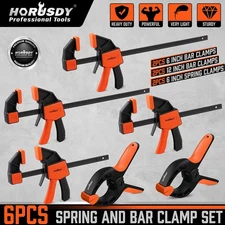 6PC Bar Clamps Set 6''/12'' Woodworking Bar Clamp Spreader One-Hand Quick 150Lbs