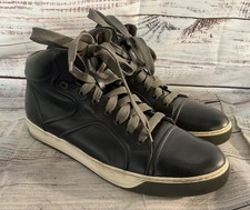 Lanvin Leather DDB0 High-Top Sneakers Navy Blue 10