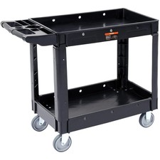 Utility Service Cart, 2 Shelf 550LBS Heavy Duty Plastic Rolling Utility Cart wi