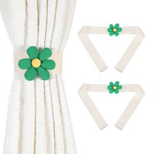 Curtain Tiebacks, 2 Pack Cute Flower Curtain Ties, Six-petal Green