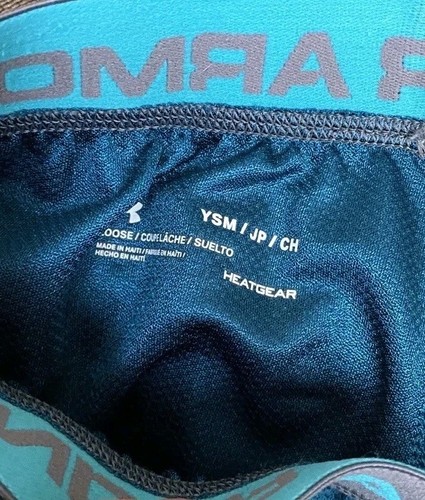 Under Armour Teal Blue Shorts Boys small 6 mesh basketball Loose Gymb Heat Gear - Picture 3 of 6
