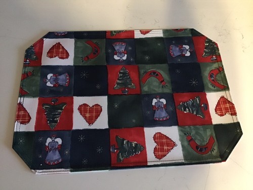 Holiday/Christmas Red ,Green ,Blue, Placemats 18x 13 Poly Blend NICE, Reversible - Picture 2 of 8