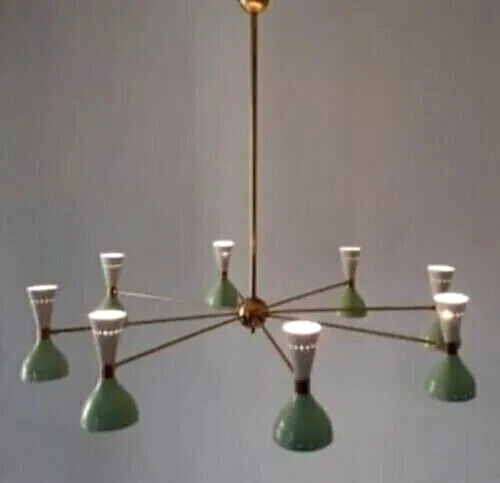 Italian Chandelier 8 Arms Mid Century Sputnik Ceiling Pendent Light in Polished - Foto 2 di 8