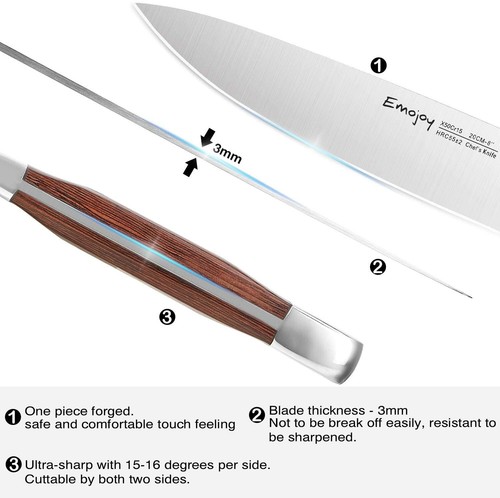 ✅ Set di Coltelli da Cucina da Chef Professionali Antibatterici con Ceppo Legno - Foto 3 di 9