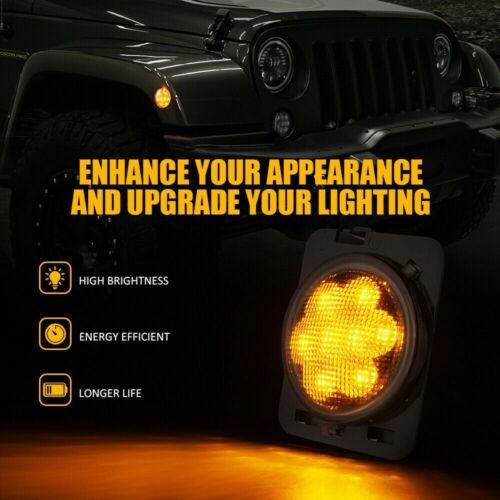 Smoke Lens LED Turn Signal+Fender Side Light Assembly for 07-18 Jeep Wrangler JK - Picture 2 of 7