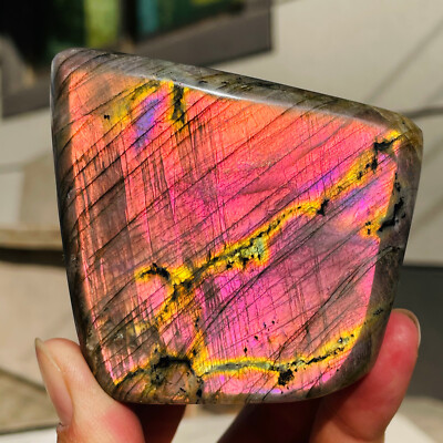410g Natural Colorful Purple Labradorite Quartz Crystal Mineral Specimen