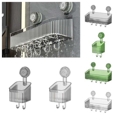 Wall Mounted Suction Cup Shelf Bathroom Shower Basket Bathroom Accessories - Picture 2 of 15