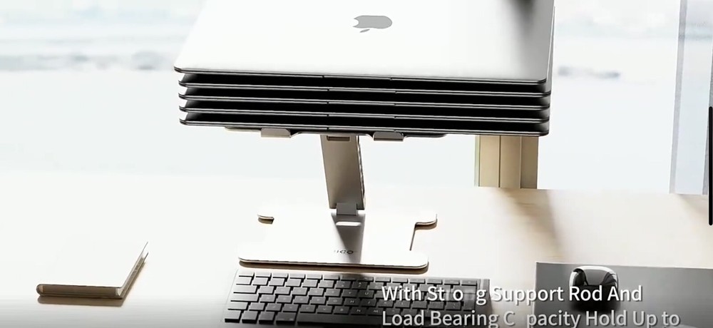 Adjustable Aluminum Laptop Stand with 4-Port USB 3.0 Hub for MacBook iPad Notebook