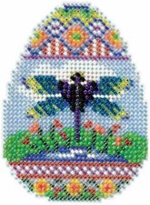 MILL HILL GLASS BEAD MAGNET KIT Beaded Cross Stitch DRAGONFLY EGG Easter