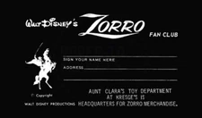 ZORRO FAN CLUB MEMBERSHIP CARD - BLACK VERSION - VINTAGE REPRINT
