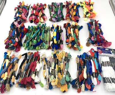Lot of 450+ DMC J&P Coats Cross Stitch Floss Thread Embroidery Sewing Skeins Vtg