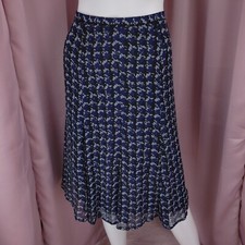 Sag Harbor Petite Women's Blue Chiffon Geometric Midi A-Line Skirt 12P