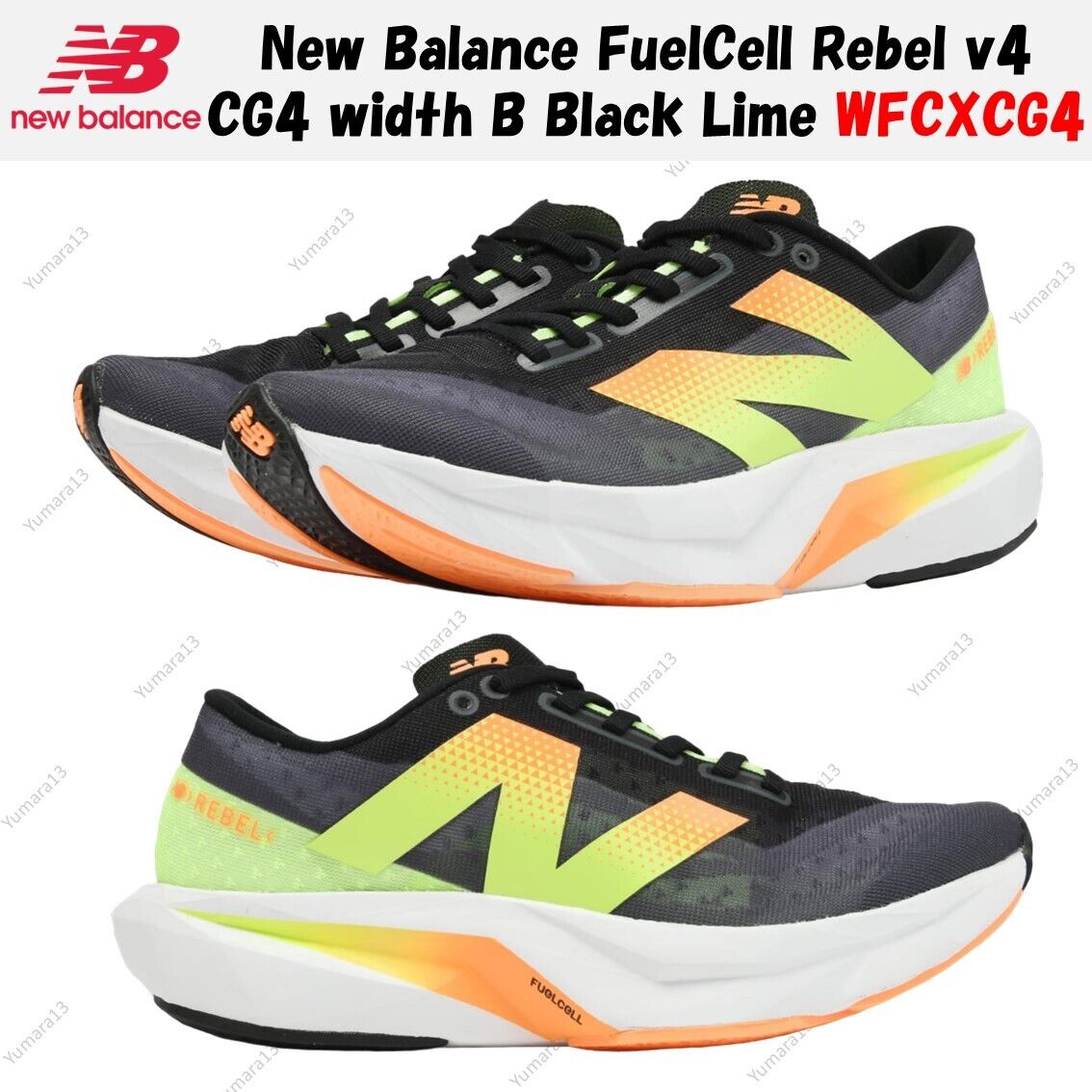 New Balance FuelCell Rebel v4 CG4 width B Black Lime WFCXCG4 New Balance FuelCell Rebel v4 CG4 width B Black Lime WFCXCG4