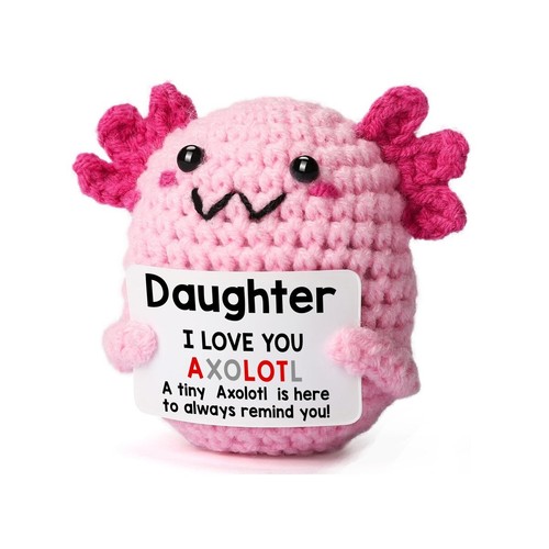 Inspirational Positive Crochet Axolotl Emotional Support Doll Daughter Girl Gift - Picture 18 of 21